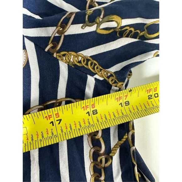 Marquis Women’s Blouse Size S Blue Brown Chain Pattern Button Down Long Sleeve - Picture 11 of 14